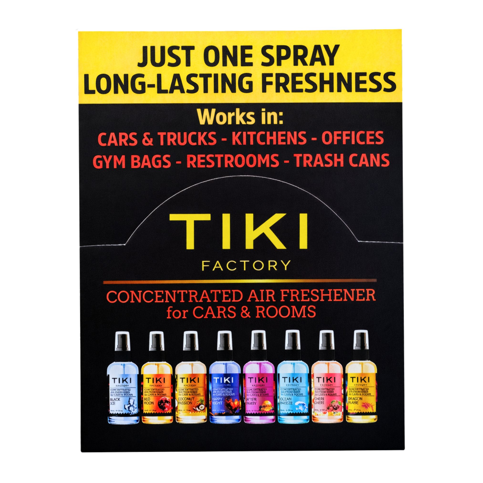 TIKI FACTORY AIR FRESHENER (40pc - 2Dsp) 30ML