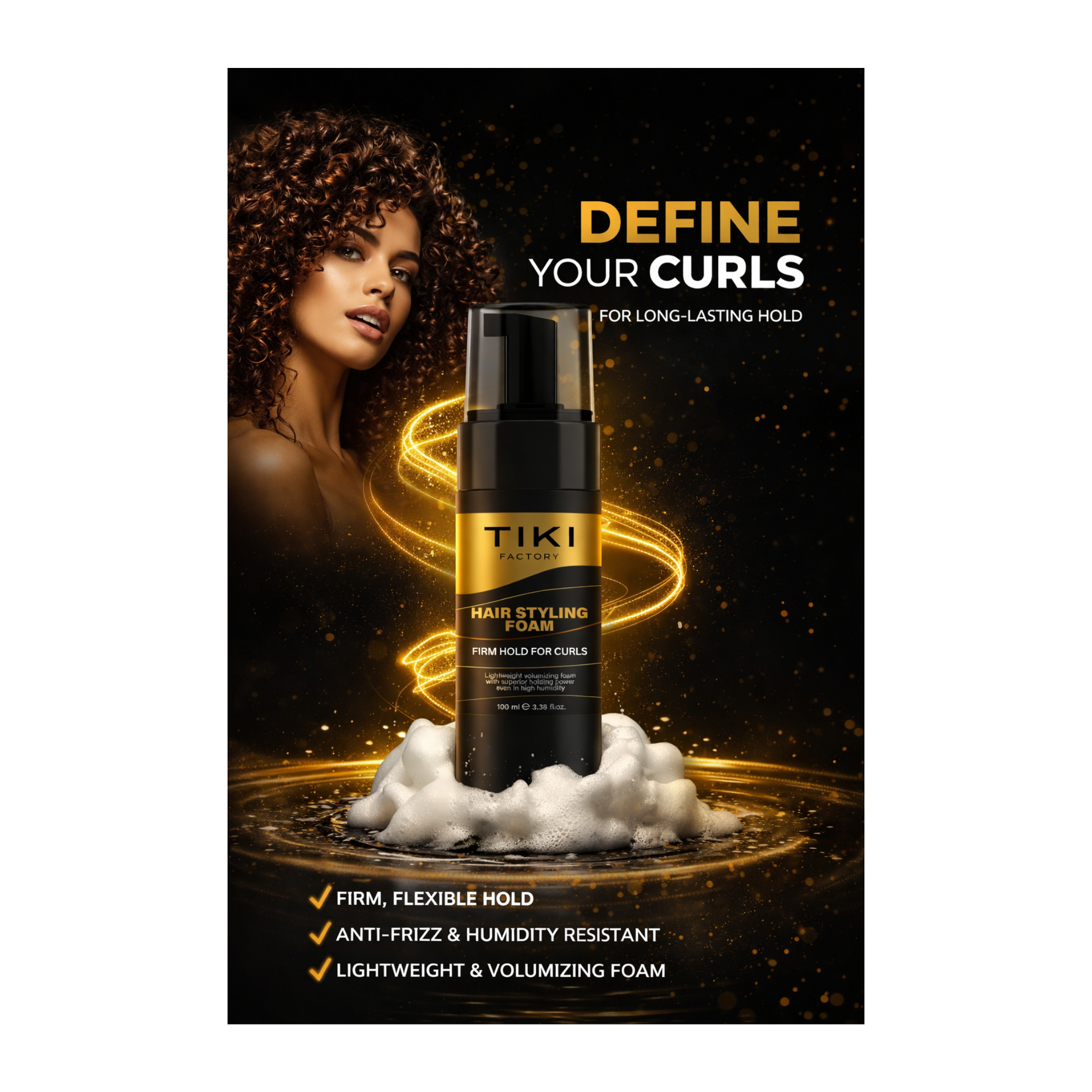 TIKI FACTORY HAIR STYLING FOAM CURLY HARD 100ML