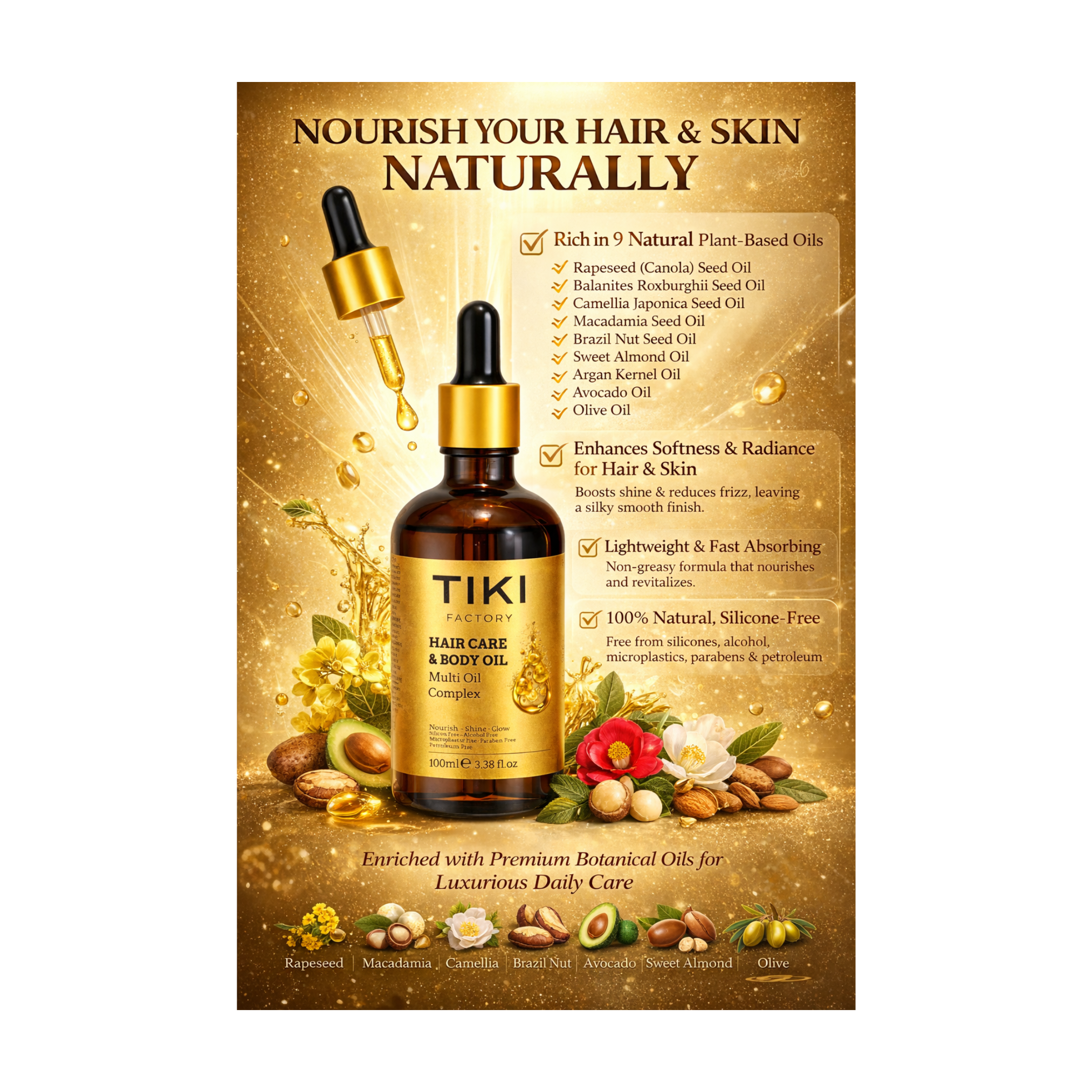 TIKI FACTORY HAIR & BODY OIL 100ML