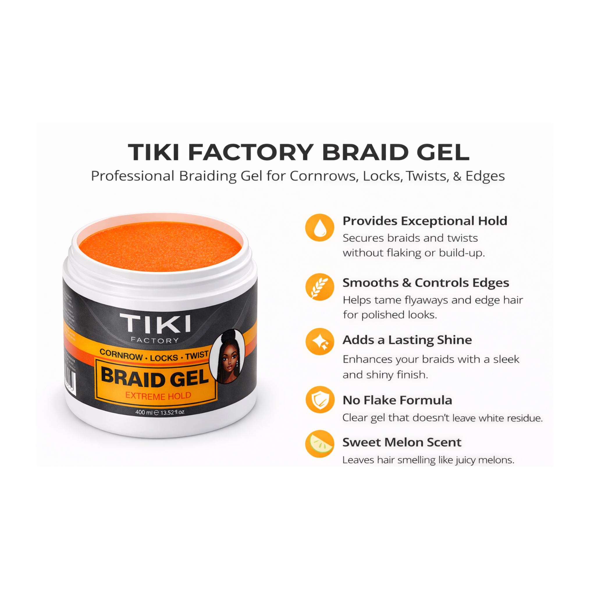 TIKI FACTORY HAIR BRADING GEL 400ML